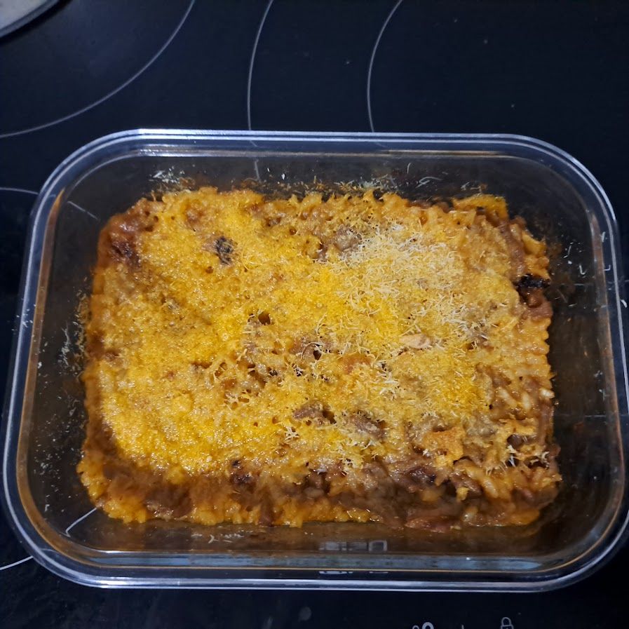 Gratin de viande hachée au riz basmati et aux fromages