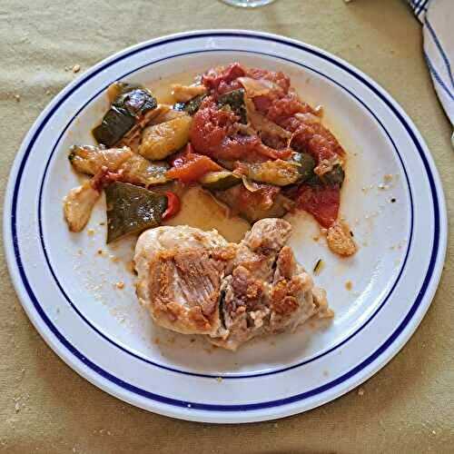 Piperade provençale et cuisses de poulet aux herbes de provence