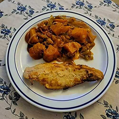Poêlée de patates douces, poivrons et courgettes sautés à l’ail et au thym