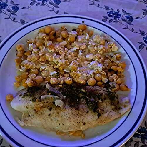 Filets de daurade et pois chiches au lait de coco vanillé