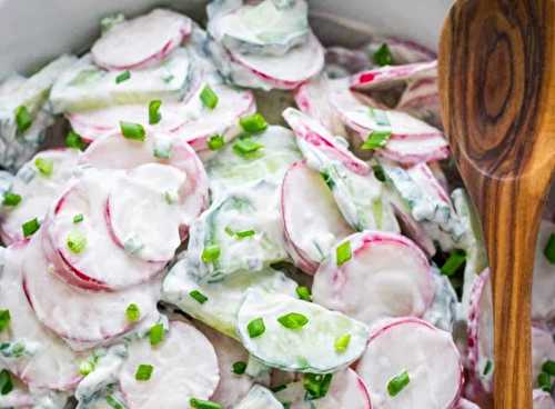 La meilleure salade crémeuse de radis et de concombre (Très facile)!