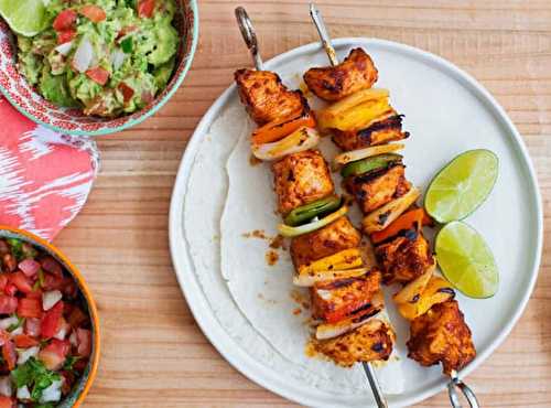 Les délicieuses brochettes de poulet à la Fajitas... super facile à faire!