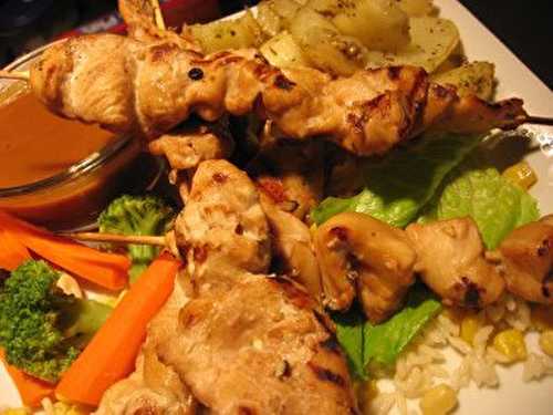 Recette de Brochettes de poulet aux arachides toute simple et rapide à faire