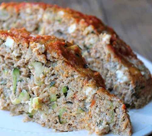 Une délicieuse recette de pain de viande à la dinde, courgette et fromage feta!