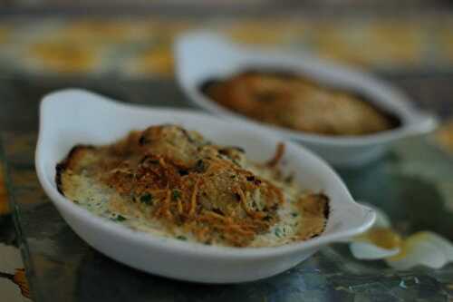 Gratiné de Saint Jacques sur fondue de poireaux