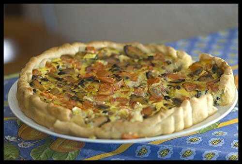 Quiche aux moules, lardons et poireaux