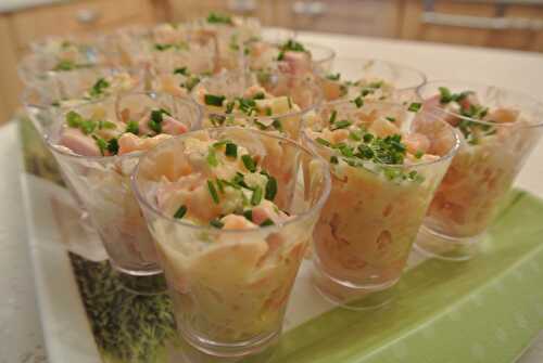 Verrine salade piémontaise au saumon fumé