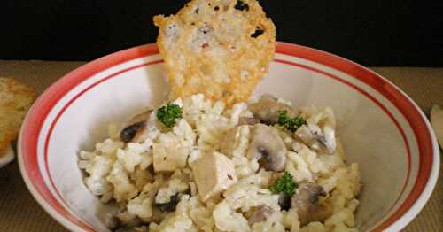 RISOTTO AUX CHAMPIGNONS ET TOFU/ CHIPS DE PARMESAN