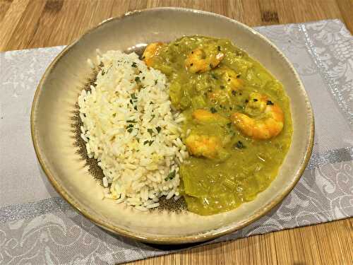 Curry de crevettes et poireaux