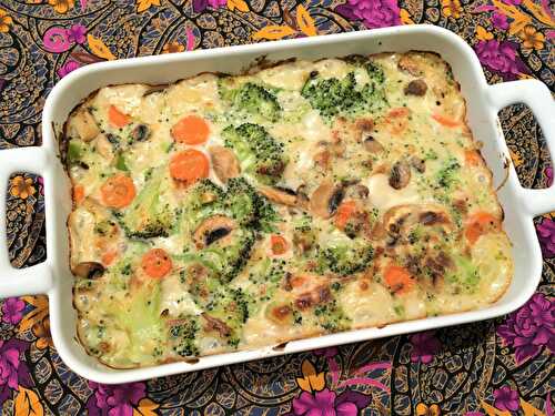 Gratin de légumes (brocolis, carottes et champignons)