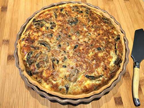 Tarte aux champignons, oignons et reblochon