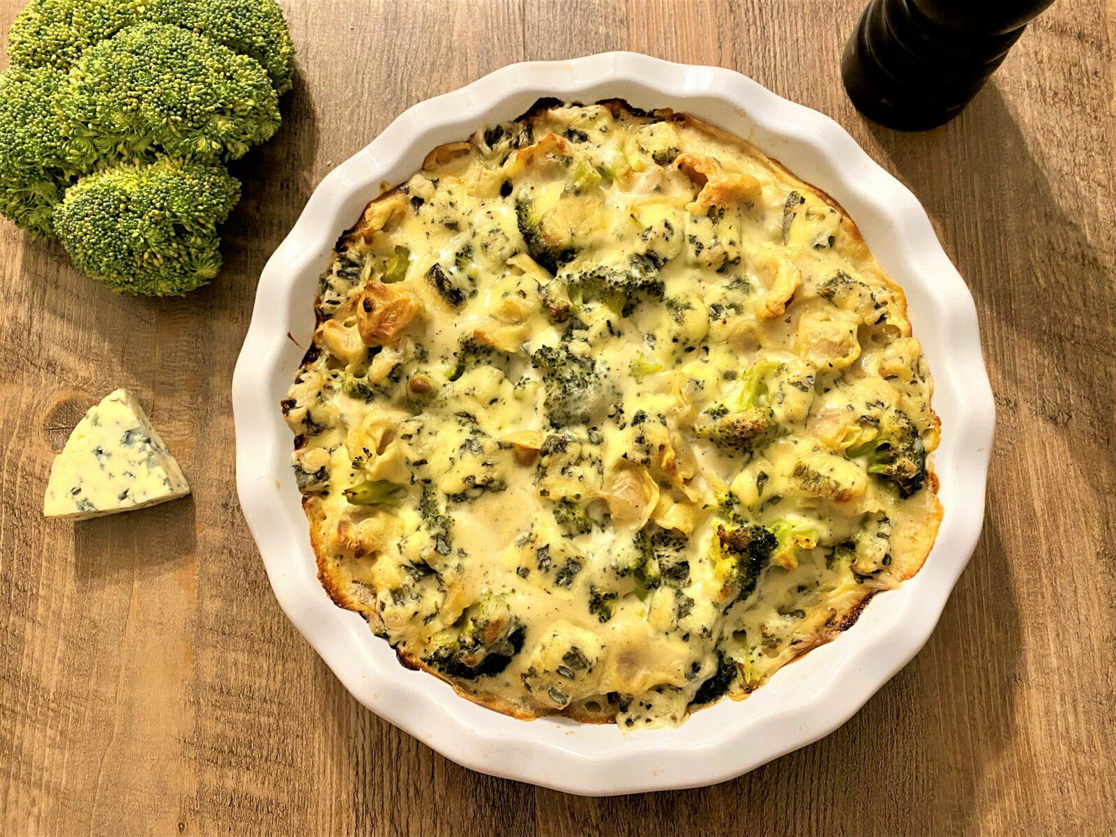 Gratin de raviolis au brocoli et à la fourme d'Ambert