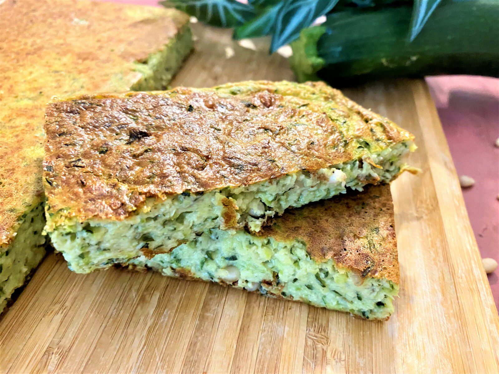 Flan de courgettes au parmesan et pignons de pin