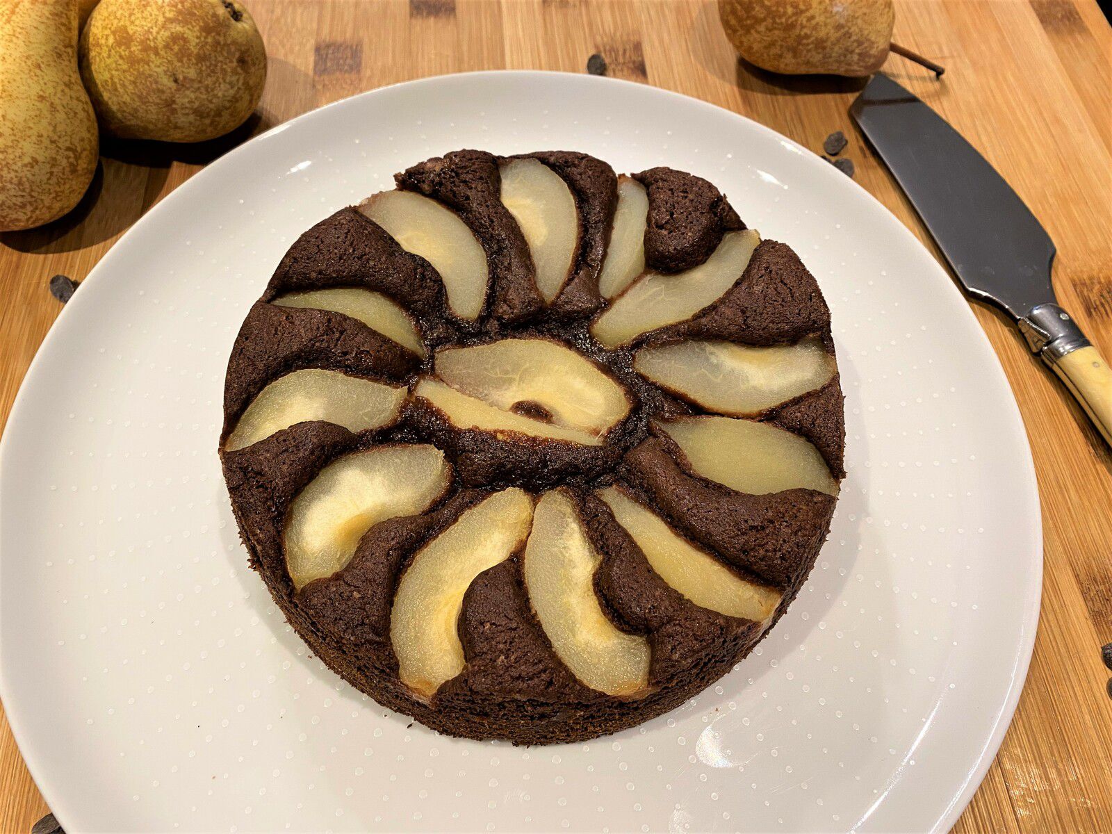 Tarte cake poire chocolat de Christophe Felder