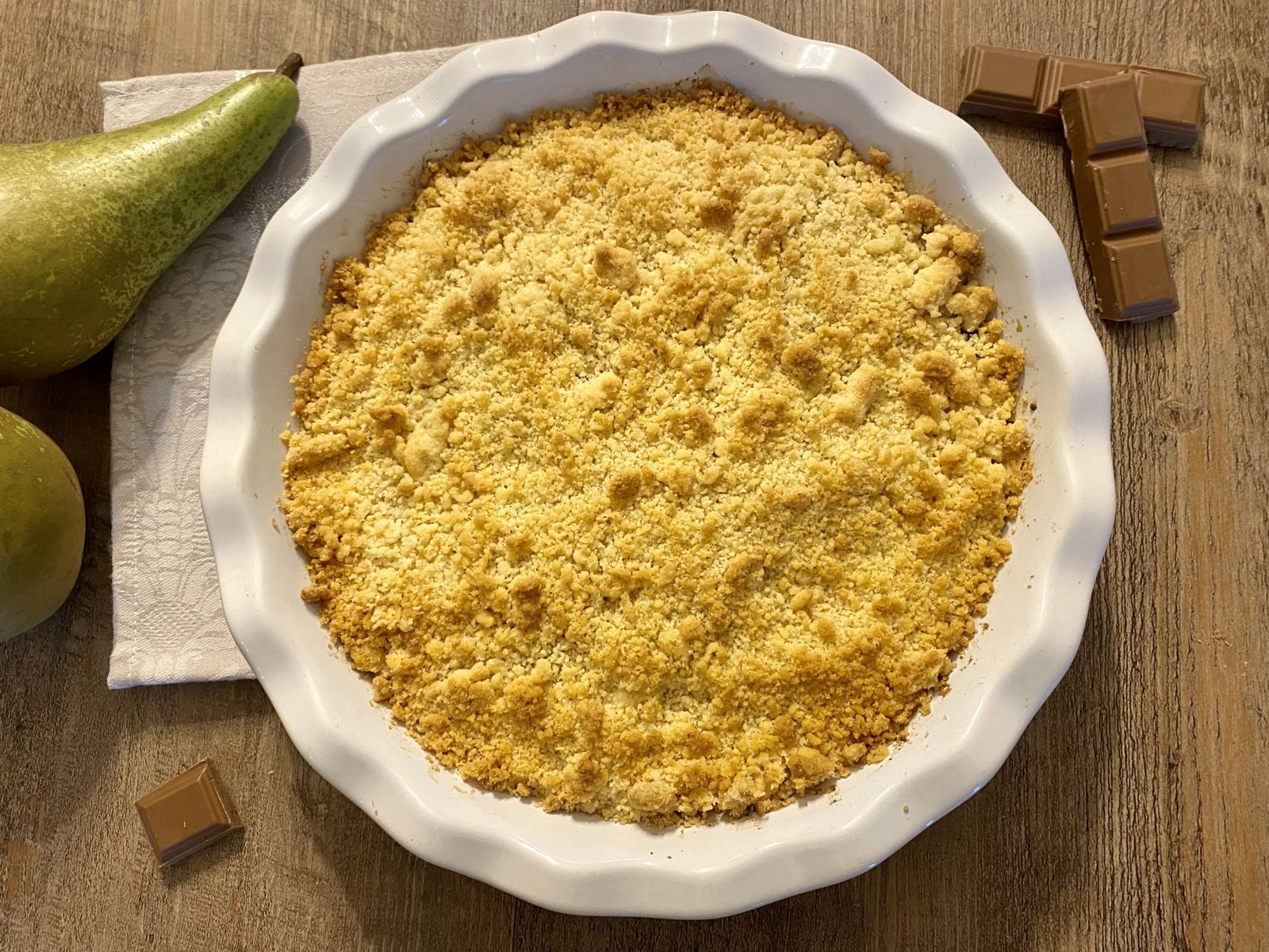 Crumble poire praliné