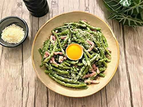 Haricots verts façon carbonara