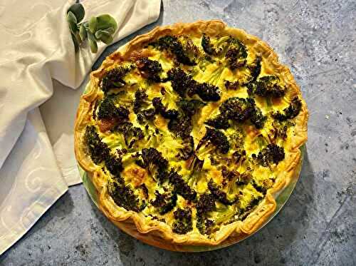 Quiche au brocoli, chèvre et jambon
