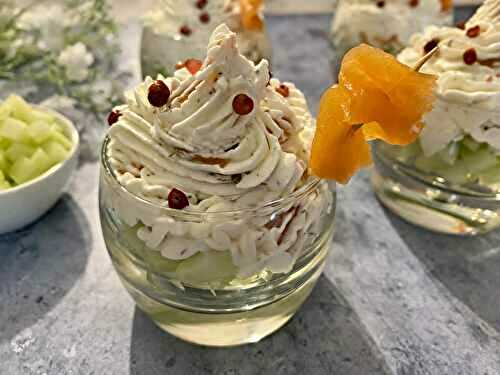 Verrine au concombre, saumon et chantilly citronnée