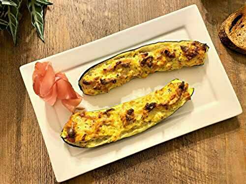 Courgettes farcies au jambon cru et à la ricotta