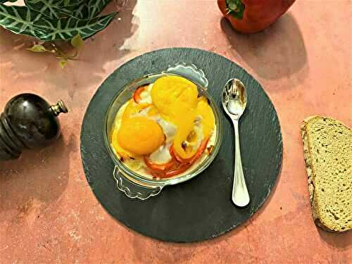 Œufs cocotte aux poivrons et chorizo