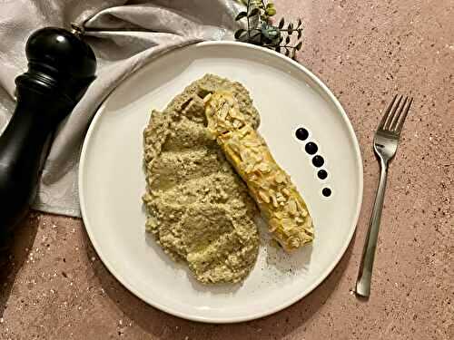 Filet de saumon aux amandes et caviar d’aubergines