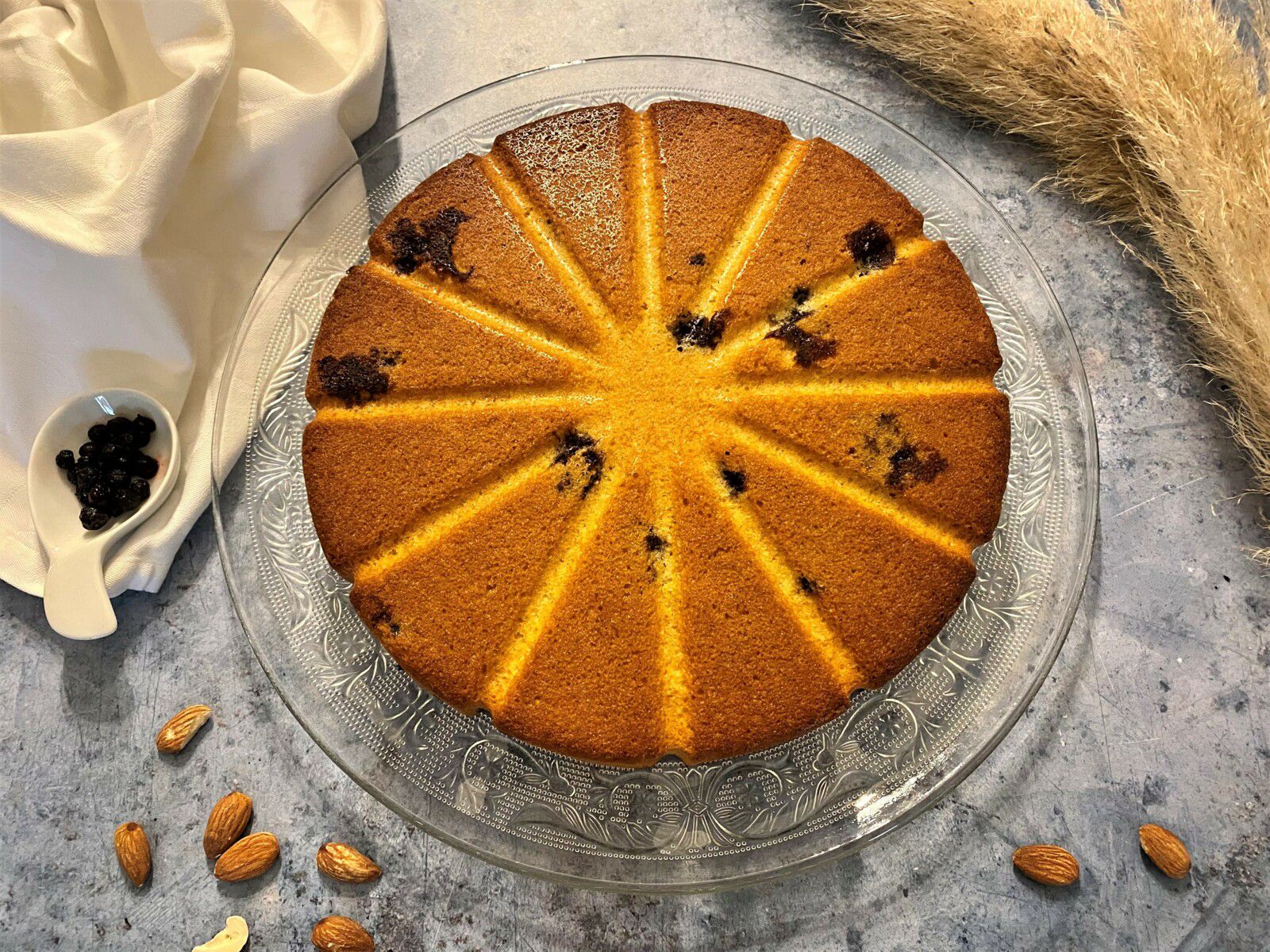 Gâteau moelleux aux myrtilles et à l’amande