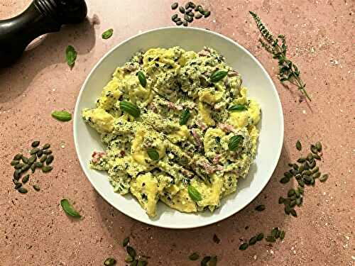 Tortellini à la crème de courgette et lardons