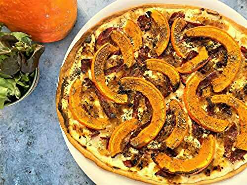 Tarte fine au potimarron, coppa et chèvre frais