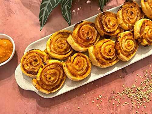 Feuilletés roulés au pesto rosso et au jambon