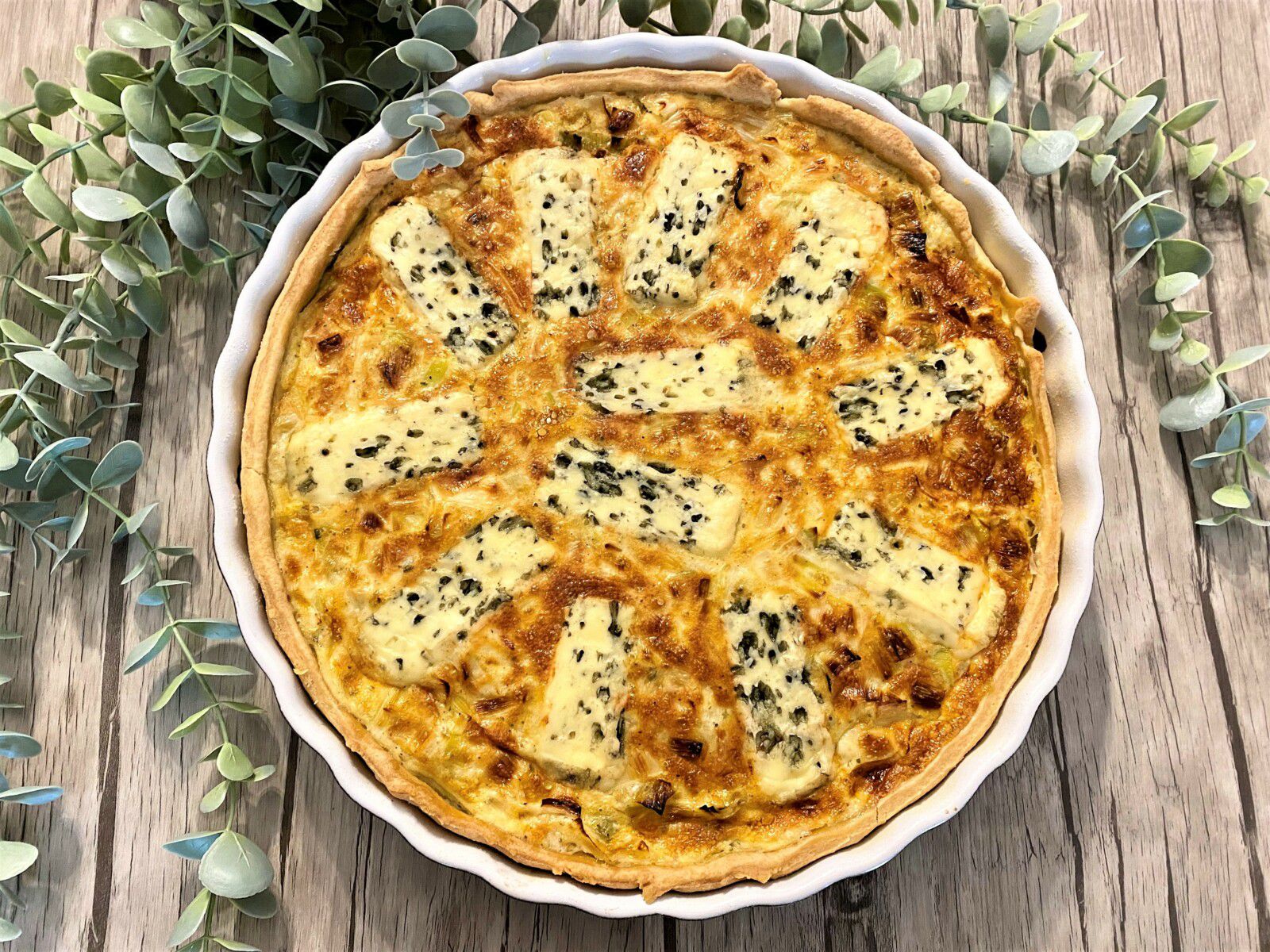 Tarte aux poireaux et à la fourme d’Ambert