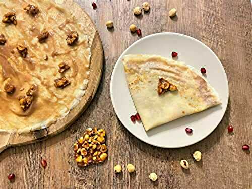 Crêpes à la crème de marrons et noisettes caramélisées
