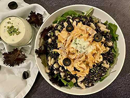 Assiette complète au saumon et riz sauvage