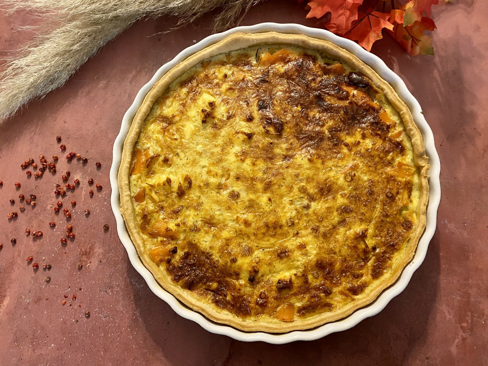 Tarte au saumon, poireaux et vache qui rit