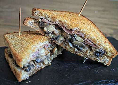 Croque jambon, champignons et gorgonzola