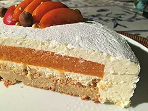 Entremets abricot, vanille et noisette