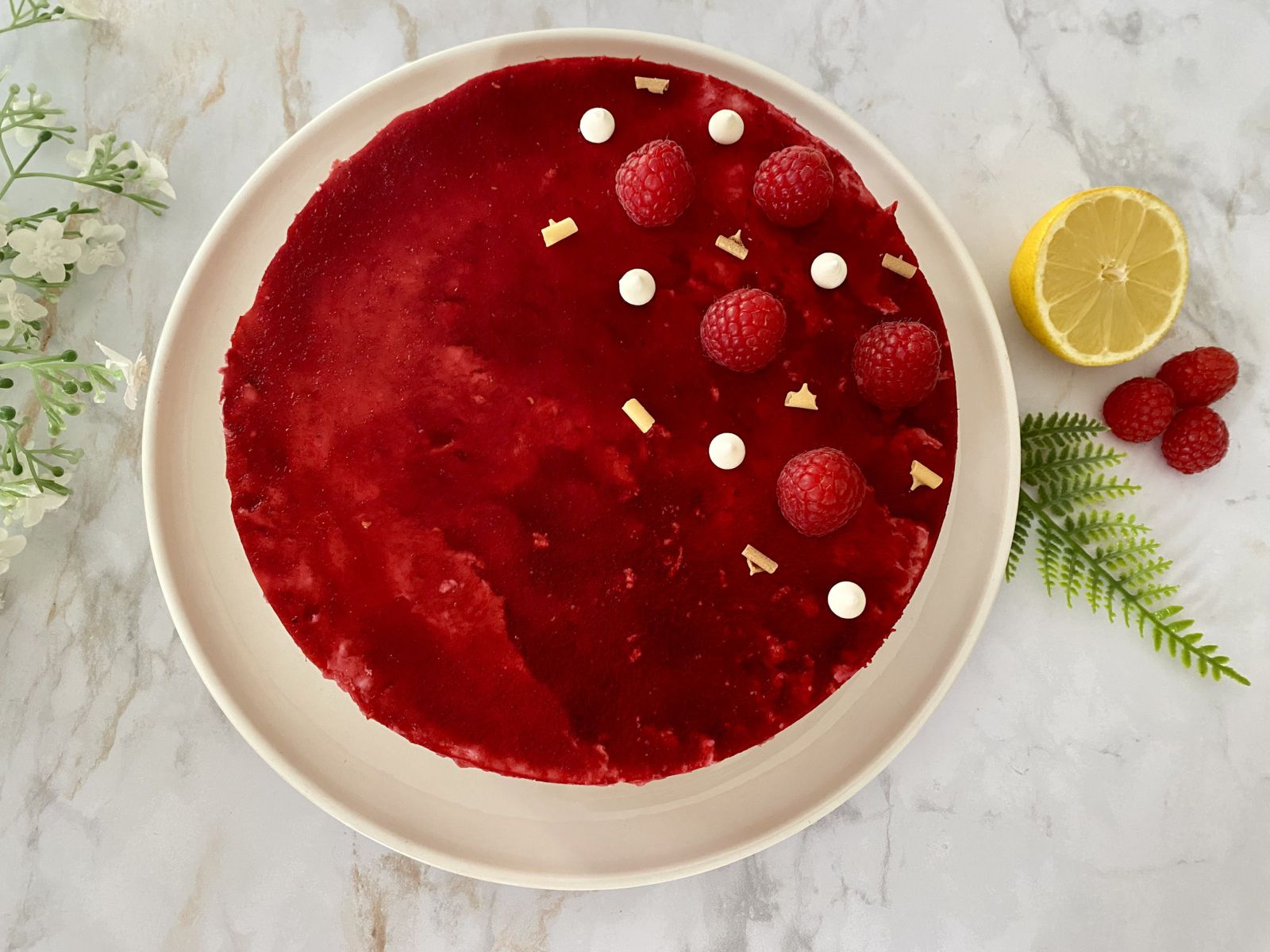 Entremets framboise et citron