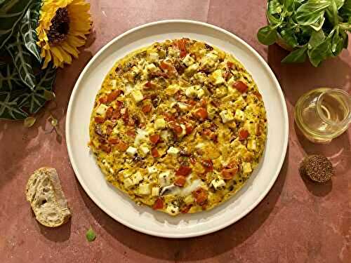 Tortilla au poivron, feta et chorizo