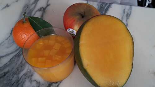 De la fraîcheur et du fruité : gelée de clémentine, dés de mangue et pomme
