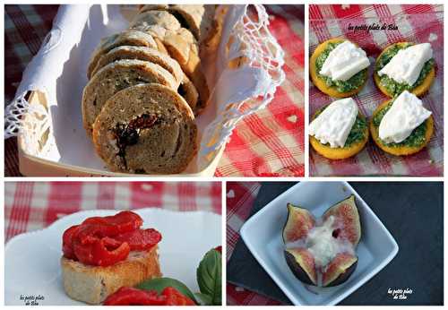 Antipasti (2)... Toasts de polenta, Poivrons marinés, Baguettes roulées, Figues au gorgonzola