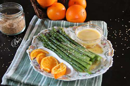 Asperges vertes vinaigrette à l'orange