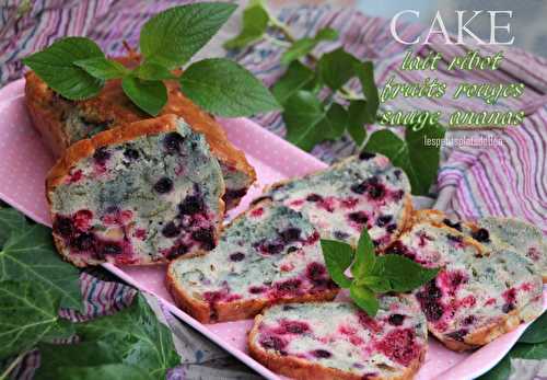 Cake au lait ribot, fruits rouges, amandes grillées, sauge ananas