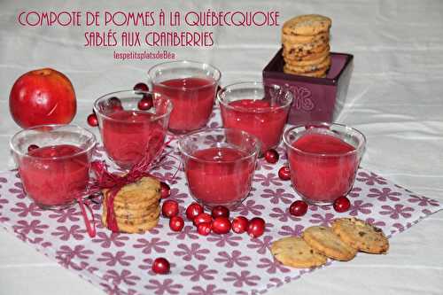 Compote de pommes à la québecquoise et sablés aux cranberries