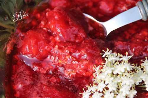 Compotée de fraises et framboises à la fleur de sureau