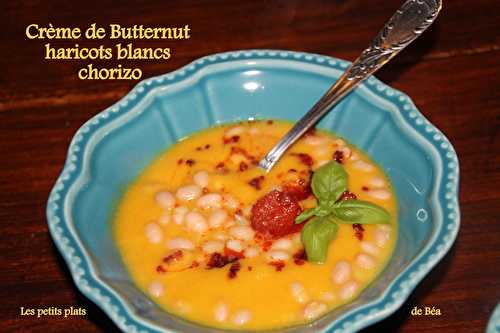 Crème de butternut, haricots blancs et chorizo