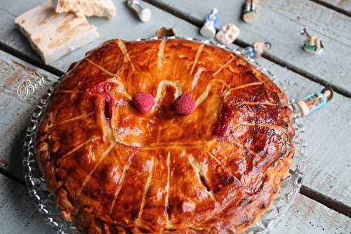 Galette des rois au nougat et aux framboises