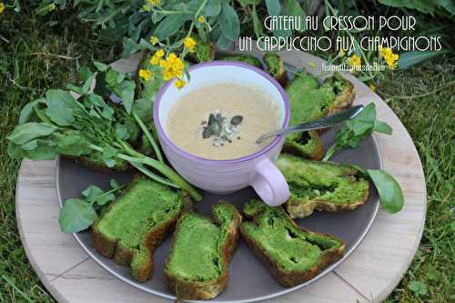 Gateau au cresson pour un cappuccino  aux champignons