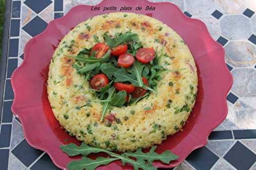 Gateau de coquillettes aux petits pois