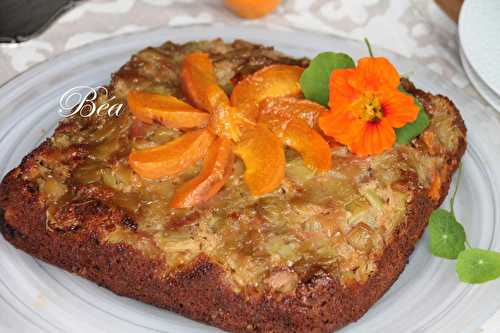 Gâteau renversé rhubarbe et abricots - Les petits plats de Béa