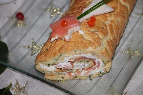 Gâteau roulé au saumon fumé et à la ciboulette