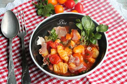 Gnocchi au cresson et au jambon de Bayonne - Recette de gnocchi de pommes de terre maison